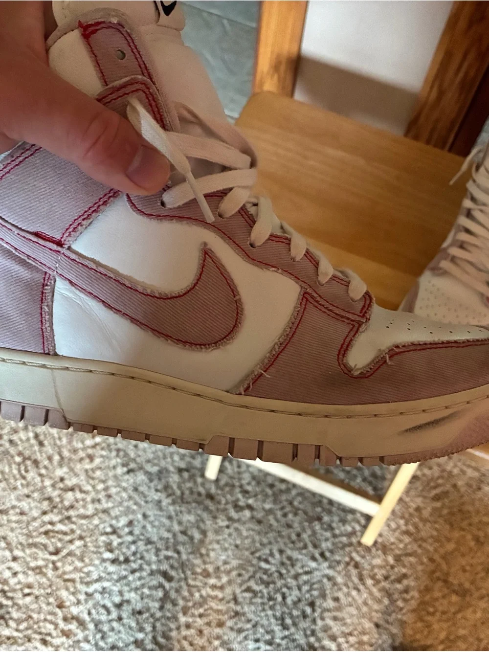 Nike High-Top Sneakers in White and Dusty Pink